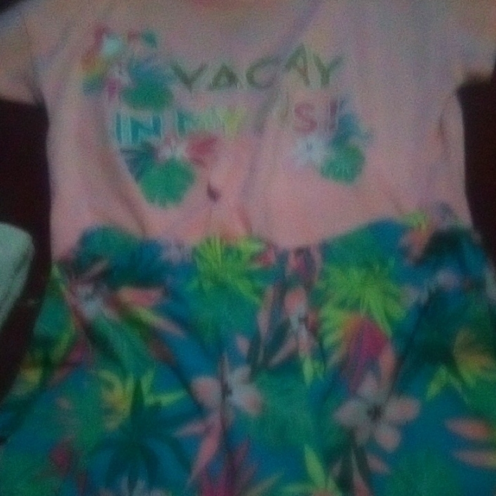Wonder Nation Pink and Green Tropical Dress